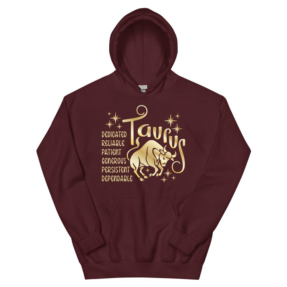 Taurus Zodiac Positive Traits Hoodie - Maroon Color - https://ascensionemporium.net